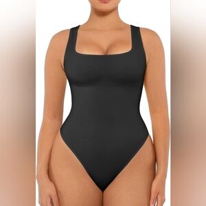 FeelinGirl Bodysuit Women Seamless Square Neck Tummy Control Xs Small Black Nwt